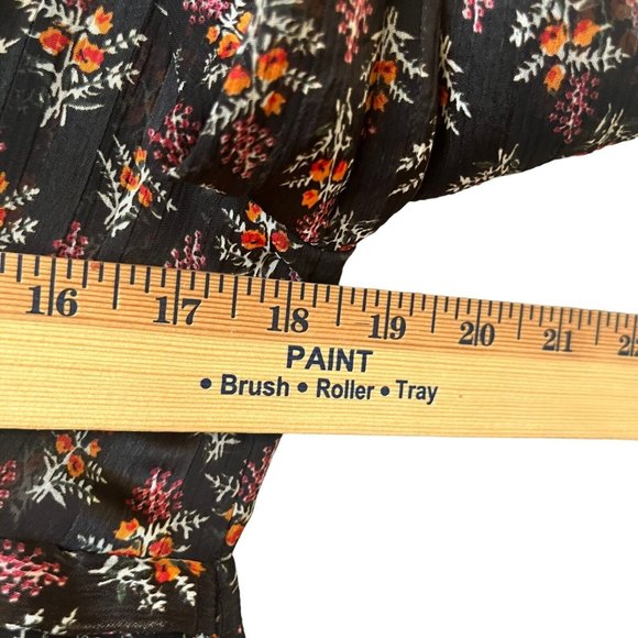 Zara Midi Dress Black SZ XL V-neck Button Wrap Floral Printed NWT - Picture 7 of 13